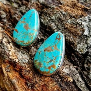 Rob Sherman Sterling Kingman Turquoise Earrings